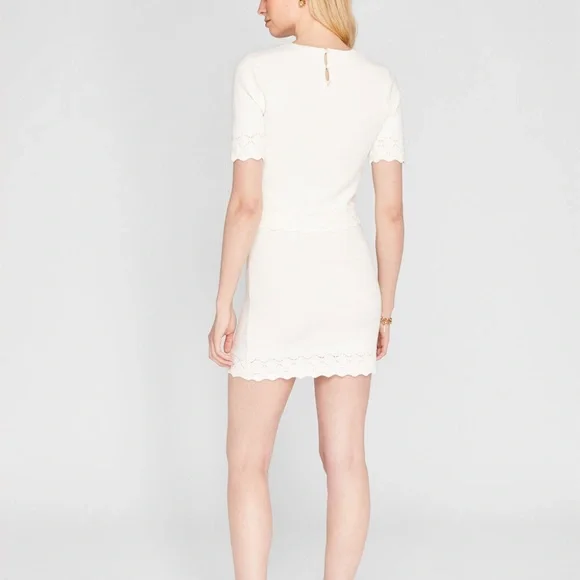 Pointelle Detail Mini Skirt - New With Tags - NEVER WORN - Blanc de Blanc